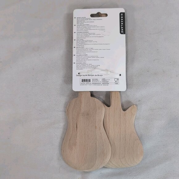 Kikkerland NEW Rockin' Spoons 2 Wood Guitars Beechwood Bartjan de Bruijn Cooking - Picture 5 of 7
